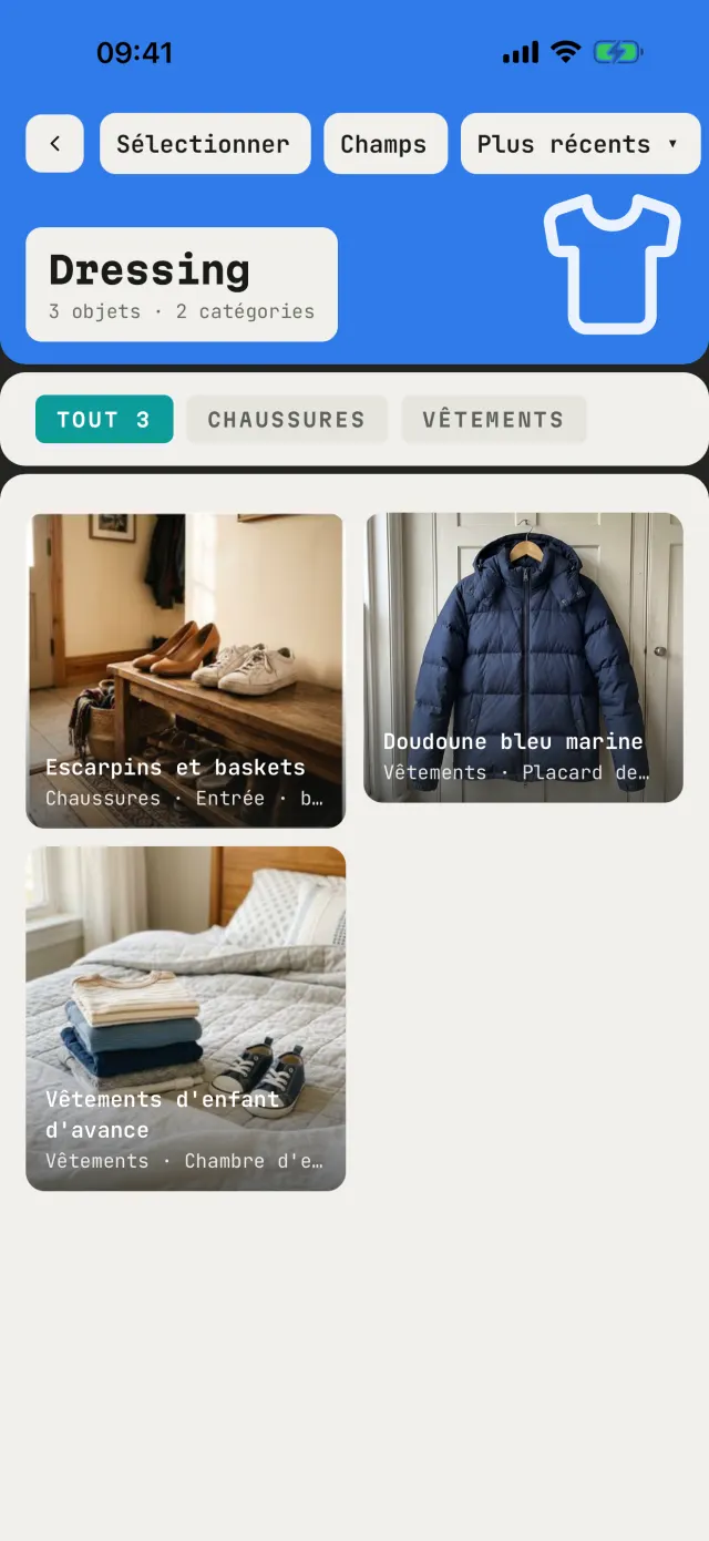 Le catalogue « Dressing » avec vêtements et chaussures